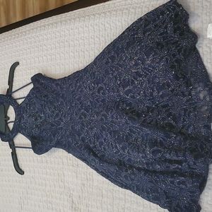 B Darlin Halter Glitter lace Flare  Junior’s Dress for prom and dance